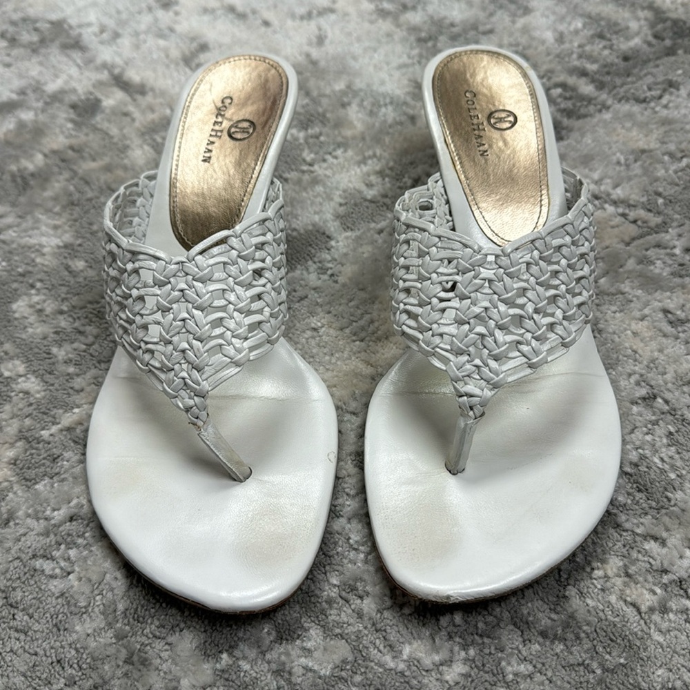 Cole Haan Viveca White Thong Heel Sandals 9 1/2